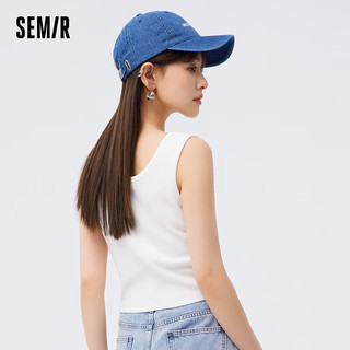 森马 Semir背心女短款紧身字母简约衣服夏气质大圆领上衣小个子 本白10102 180/100A/XXXL