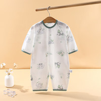 婧麒（JOYNCLEON）新生婴儿衣服初生宝宝连体衣春秋夏季纯棉空调服长袖睡衣春夏装 熊猫乐园 59cm