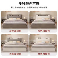 迎裕财实木床简约现代主卧家用1.5单人床出租房用1.8米榻榻米软包 【加厚款】橡木灰色单床 1800mm*2000mm