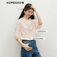 红袖甜美粉色雪纺衫2025春季女装波西米亚风刺绣质感圆领短袖上衣 米白004（4.2） XL