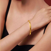 锦满园古法黄金手镯女款实心足金9999小雏菊手环手工拉丝筷子金镯子 28.88克（圈口52-68留言）