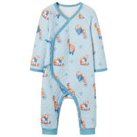 ibaby婴儿连体衣新生儿哈衣儿童内衣男女童家居服宝宝爬服春秋 雨林小熊猫空气层连体 66cm