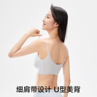 松山棉店 小薄荷细肩带隐形透气文胸无痕粉底液内衣女胸罩聚拢美背