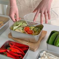316不锈钢保鲜盒食品级食物收纳户外露营密封盒水果冰箱冷藏盒