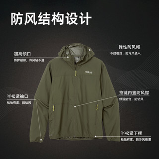 RAB睿坡男士Windgather户外运动防风防泼水外套连帽软壳衣 QWS-84 灰绿/石英白-SPL