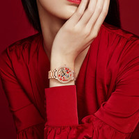 劳士顿（ROSDN）如意国风手表女防水全自动机械女士手表十大品牌 小红裙玫金钢带L2693s
