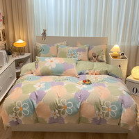 流川枫 加厚牛奶绒保暖毛绒床单被套四件套秋冬床品套件 花间集DYSH 三件套/1.2米床(被套150*200cm)