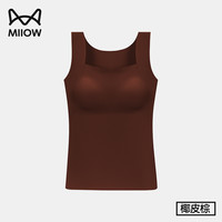 猫人粉底液肤保暖背心女带胸垫一体免穿文胸贴身打底衣无痕文胸罩 【单件装】椰皮棕 M