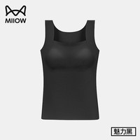 猫人粉底液肤保暖背心女带胸垫一体免穿文胸贴身打底衣无痕文胸罩 【单件装】魅力黑 M