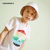 Converse 匡威童装男童纯棉短袖T恤夏季儿童针织休闲上衣 纯白色 160 /80 【身高158-170cm】