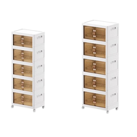 Citylong 禧天龙 收纳柜 5层 75*49.5*207cm 白柜框/咖柜门