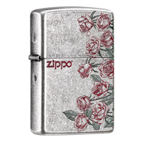 ZIPPO正品打火机防风煤油 仿古银热恋玫瑰 送男士生日礼物刻字2025新款 专属装(专属礼盒+礼袋)