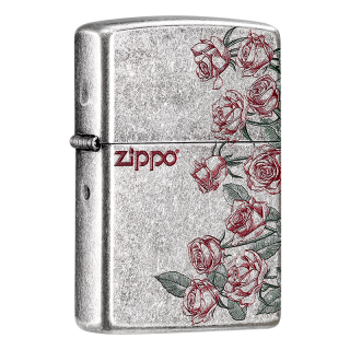 ZIPPO正品打火机防风煤油 仿古银热恋玫瑰 送男士生日礼物刻字2025新款 专属装（专属礼盒+礼袋）