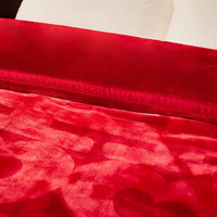 雅鹿拉舍尔毛毯冬季加厚保暖办公室午睡毯家用多功能沙发盖毯子午休毯 双喜临门【多功能 可铺盖】 180*220cm【重约6斤】