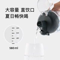 杯具熊运动摇摇杯夏季大容量塑料杯直饮户外夏天水杯 儿童摇摇杯长颈鹿 580ml