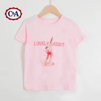 C&A儿童短袖t恤夏装2024夏季撞色 粉红色 130