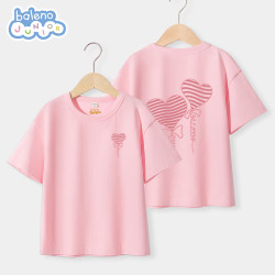 Baleno Junior 女童短袖T恤夏季2025新款 粉/TB条纹爱心K+TB条纹爱心B 140