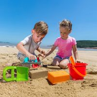 Hape儿童沙滩玩具套装2-6岁宝宝玩具沙滩9件套小桶玩沙子挖玩沙漏