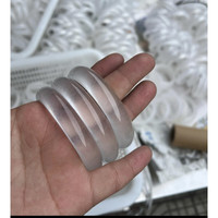 DL 1998胖东来品质石英岩玉手镯女冰透白色手镯白月光水沫玉冰种玉镯小灯 正圈53-54