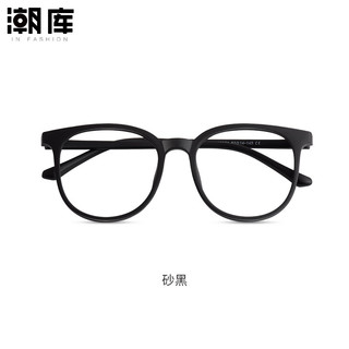 潮库TR黑框小码圆框近视眼镜框女防蓝光55001 透绿 万新160防蓝光0-800度