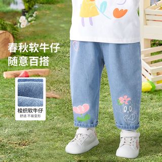 BoBDoG巴布豆女童秋季牛仔裤外穿儿童长裤3岁宝宝幼小 童宽松春秋裤子AW