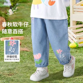 BoBDoG巴布豆女童秋季牛仔裤外穿儿童长裤3岁宝宝幼小 童宽松春秋裤子AW