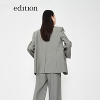 edition复古黑白格女绅士西服春新款小众宽袖权力西装外套
