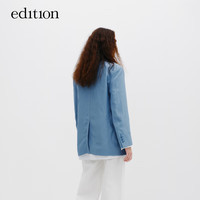 edition亚麻女绅士西装外套夏设计感休闲通勤西服配绑带 砂岩蓝色 L/170