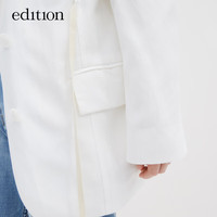 edition亚麻女绅士西装外套夏设计感休闲通勤西服配绑带 本白色 L/170