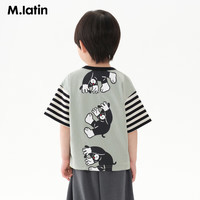 马·拉丁（M.Latin）马拉丁童装儿童上衣25夏男小童趣味印花领口撞色棉质透气短袖T恤