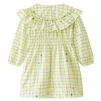 安奈儿(Annil)童装女童长袖连衣裙春季 绿格花 110