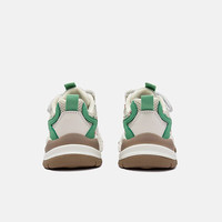 KAPPA KIDS卡帕童鞋冬季童鞋春季男女童运动鞋魔术贴跑步易穿脱 米/鲜绿 33码 内长21.1适合脚长20.1