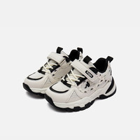 KAPPA KIDS卡帕童鞋冬季童鞋春季男女童运动鞋魔术贴跑步易穿脱 米/黑 36码 内长22.8适合脚长21.8