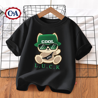 C&A儿童短袖t恤夏装2024夏季撞色 F炫彩熊桔 140