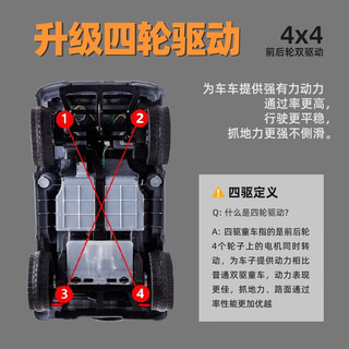 HIMEILI儿童车电动车四轮玩具车可坐人带遥控男女小孩宝宝摇摆越野车 升级锂电四驱黑+皮座+静音轮