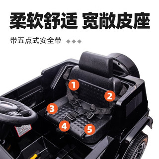 HIMEILI儿童车电动车四轮玩具车可坐人带遥控男女小孩宝宝摇摆越野车 升级锂电四驱黑+皮座+静音轮
