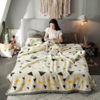 南极人（Nanjiren）毛毯被子冬季加厚拉舍尔绒毯子单人午睡毯办公室沙发盖毯结婚毯 白三角 200x230cm约9斤