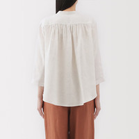 无印良品（無印良品 MUJI）女式 汉麻水洗七分袖罩衫女士衬衫衬衣内搭女装春季上衣BC2N4A5S