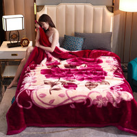 南极人（Nanjiren）毛毯被子冬季加厚拉舍尔绒毯子单人午睡毯办公室沙发盖毯结婚毯 656红豆沙【双层加绒加厚】 150x200cm约4斤