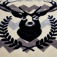 南极人（Nanjiren）毛毯被子冬季加厚拉舍尔绒毯子单人午睡毯办公室沙发盖毯结婚毯 鹿头【双层加绒加厚】 200x230cm约7斤