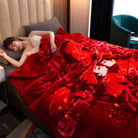 南极人（Nanjiren）毛毯被子冬季加厚拉舍尔绒毯子单人午睡毯办公室沙发盖毯结婚毯 801大红婚庆【双层加绒加厚】 200x230cm约7斤