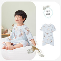ibaby婴儿睡袋夏季儿童七分袖连体睡衣宝宝空调房家居服睡袍D 恒温睡袍-琼浆树椰 室温28-32℃ 100码