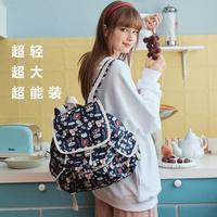 乐播诗TRENDY潮流系列印花黑色大容量双肩包电脑背包