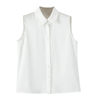 晚白2025春季今年流行的气质无袖衬衣翻领通勤白色衬衫女上衣