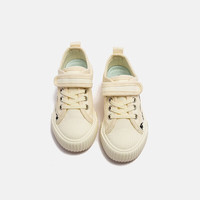 Kappa Kids背靠背卡帕儿童鞋男帆布鞋春季休闲运动鞋 米白 34 适合脚长20.5cm