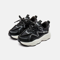 Kappa Kids卡帕童鞋四季款童鞋男童运动鞋子秋季经典休闲鞋女童跑步鞋易穿脱 黑色 37 适合脚长22.5cm