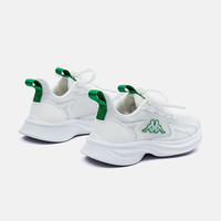 Kappa Kids24年春款背靠背儿童鞋网面运动鞋男春季网鞋透气跑童鞋 白/绿 38