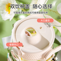 杯具熊夏季塑料大肚杯男女户外大容量杯子双饮运动便携嘟嘟桶水杯 嘟嘟桶-灵动白 1200ml