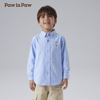 PawinPaw卡通小熊童装2025年春夏男童长袖翻领衬衫简约风百搭 Blue蓝色/50 120 cm