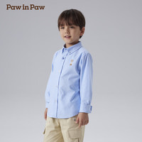 PawinPaw卡通小熊童装2025年春夏男童长袖翻领衬衫简约风百搭 Blue蓝色/50 130 cm